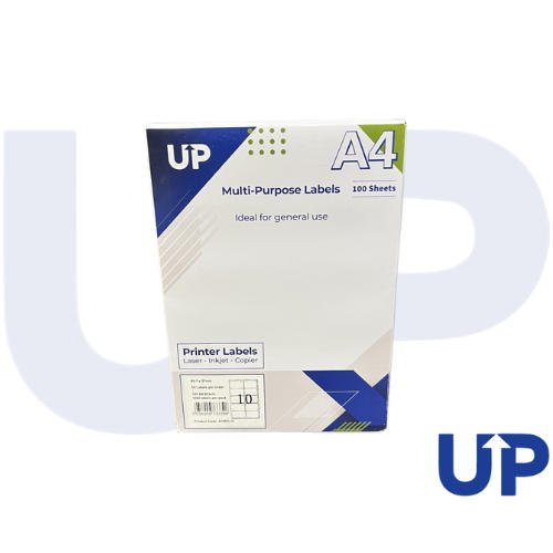 UP A4 Multipurpose Labels 10 Per Sheet 99.1 x 57mm (White) Pk of 100