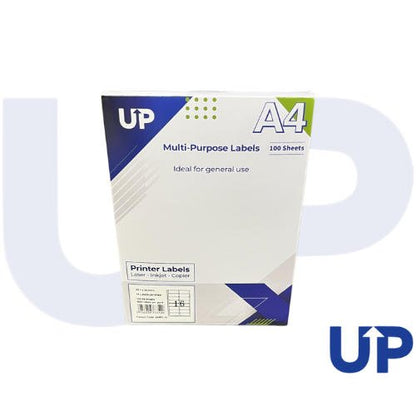 UP A4 Multipurpose Labels 16 Per Sheet 99.1 x 34mm (White) Pk of 100