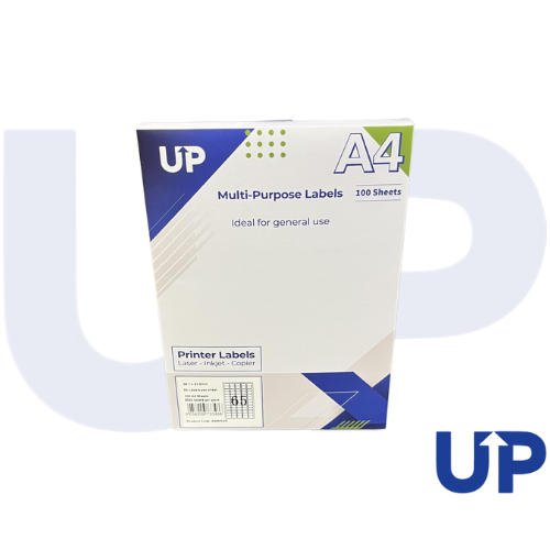 UP A4 Multipurpose Labels 65 Per Sheet 38.1 x 21.2mm (White) Pk of 100