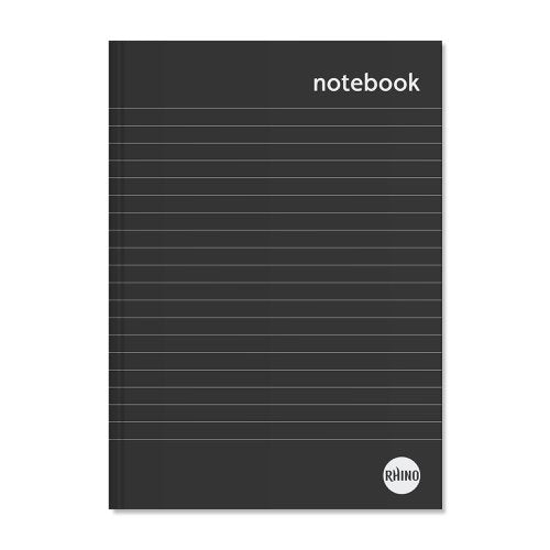 RHINO A5, A4 Hardback Notebook Casebound 192 Pages 8mm Lined (Single)