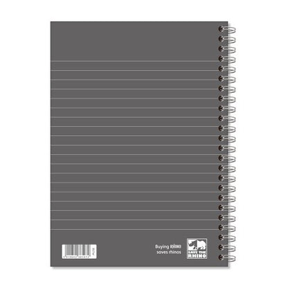 RHINO A4, A5 Hardback Notebook Wirebound 160 Pages 8mm Lined - Pack of 3