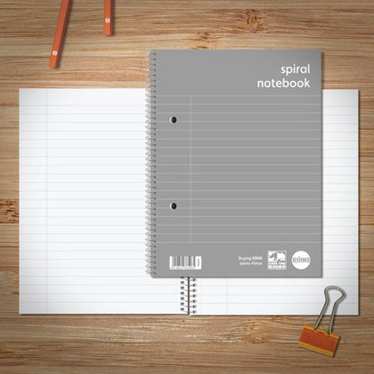 RHINO A5+ Spiral Notebook 160 Pages 8mm Lined with Margin - Pack of 5