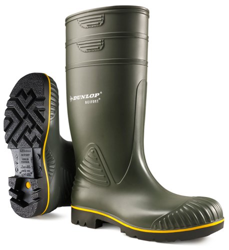 Dunlop Acifort Heavy Duty Safety Wellington Boot Green Size 06, 08, 10.5