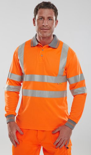 Beeswift Polo Shirt Long Sleeved Orange 4XL, Orange M, Orange XL, Orange 2XL, Orange 3XL, Red 2XL