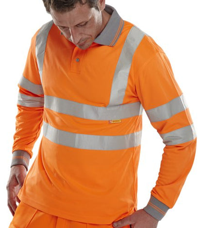 Beeswift Polo Shirt Long Sleeved Orange 4XL, Orange M, Orange XL, Orange 2XL, Orange 3XL, Red 2XL