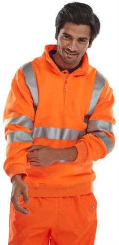 Beeswift Quarter Zipped Sweatshirt Orange S