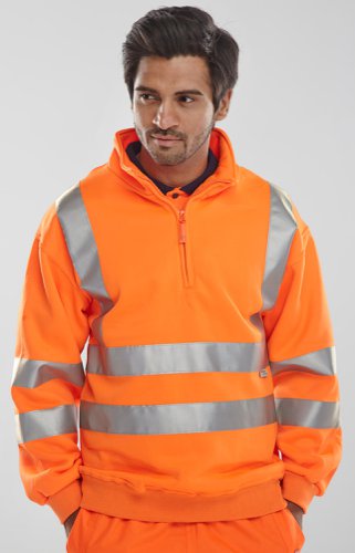Beeswift Quarter Zipped Sweatshirt Orange S