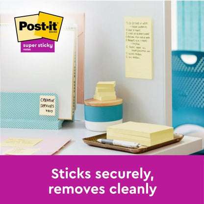 Post-it Super Sticky Notes, Canary Yellow, 47.6 mm x 47.6 mm, Promo Pack, 90 Sheets/Pad, 8 + 4 FREE Pads/Pack, Cardboard Pack, 100% PEFC SGSCH-PEFC-C