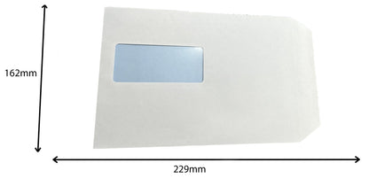 C5 Envelopes Window Self Seal 90gsm White (Pack of 500)
