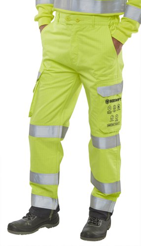 Beeswift High Visibility  Trousers Saturn Yellow / Navy 30T, 38T, 40T, 44T, 46T, 48T, 50T