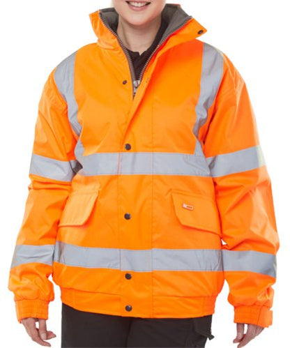 Beeswift High Visibility Fleece Lined Bomber Jacket Orange S