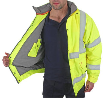 Beeswift Bomber Jacket Fleece Lined Hi Vis Orange, Yellow Large