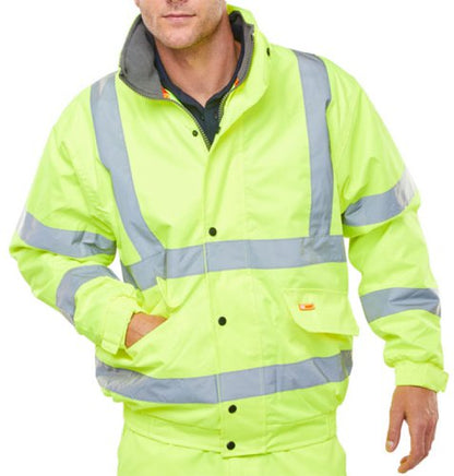 Beeswift Bomber Jacket Fleece Lined Hi Vis Orange, Yellow Large