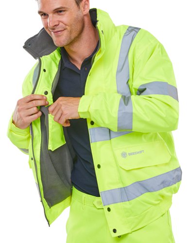 Beeswift High Visibility Fleece Lined Bomber Jacket Saturn Yellow S