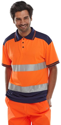 Beeswift Polo Shirt Two Tone Orange / Navy M, XL, 2XL, 3XL, 4XL