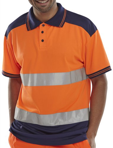 Beeswift Polo Shirt Two Tone Orange / Navy S
