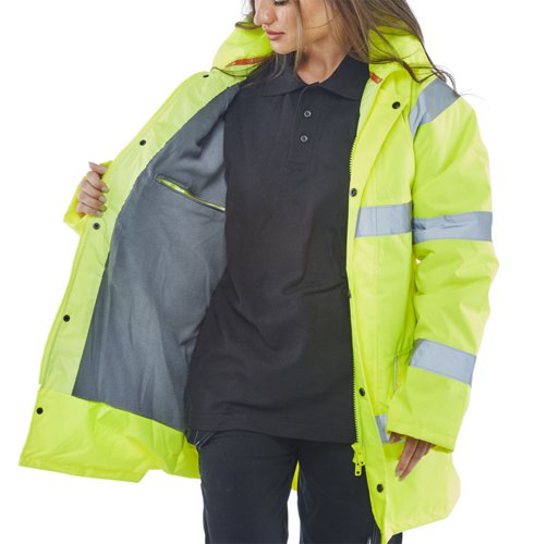 Beeswift High Visibility Fleece Lined Traffic Jacket Saturn Yellow 4XL, 5XL, 6XL, 2XL, 3XL, M