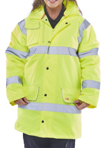 Beeswift High Visibility Fleece Lined Traffic Jacket Saturn Yellow S