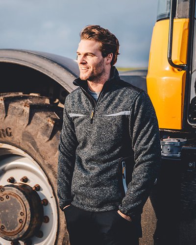 JCB Trade Elmhurst II Grey Quarter Zip Knitted Jumper L