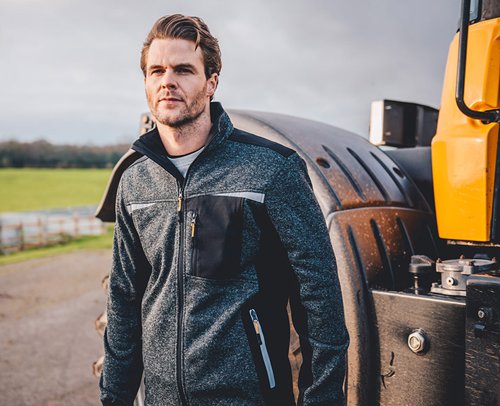 JCB Trade Essington II Full Zip Grey Knitted Jumper L