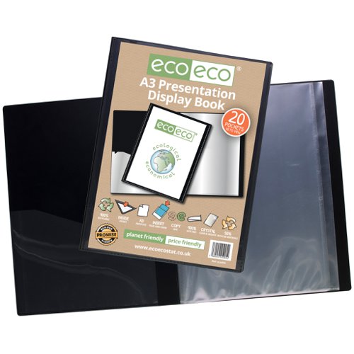 Eco Eco A3 50% Recycled Presentation Display Book with 20, 40, 60, 80 Pockets - Single