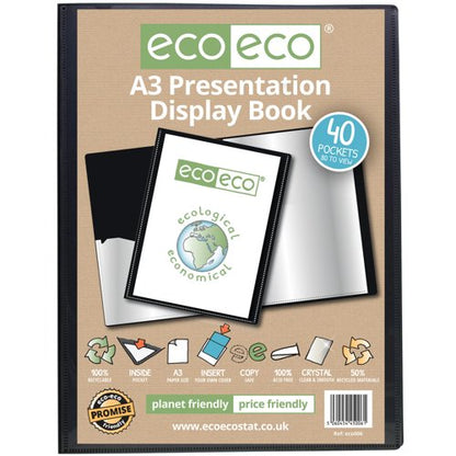 Eco Eco A3 50% Recycled Presentation Display Book with 20, 40, 60, 80 Pockets - Single
