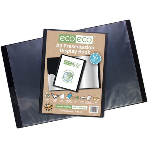 Eco Eco A3 50% Recycled Presentation Display Book with 20, 40, 60, 80 Pockets - Single