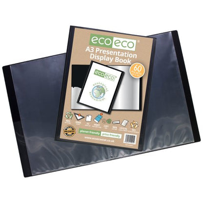 Eco Eco A3 50% Recycled Presentation Display Book with 20, 40, 60, 80 Pockets - Single