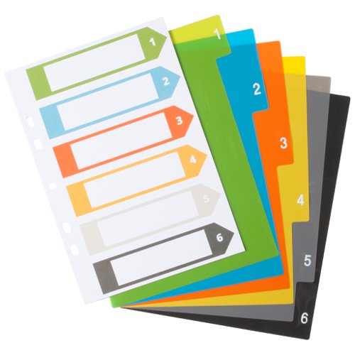 Eco Eco A5 50% Recycled Index File Dividers - 1 Set of 6, A4 50% Recycled Index File Dividers - 1 Set of 6, A4 50% Recycled Index File Dividers - 1 Set of 12