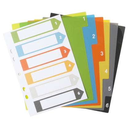 Eco Eco A5 50% Recycled Wide Index File Dividers - 1 Set of 6