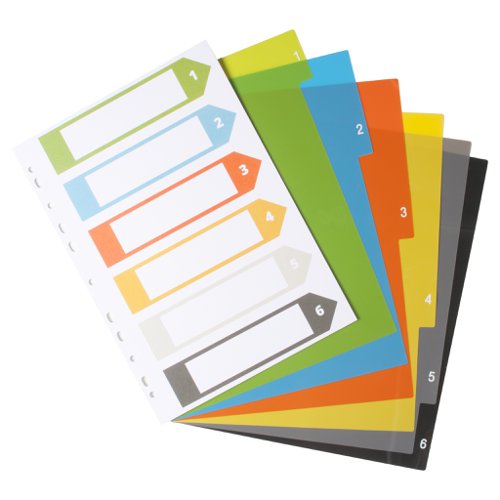 Eco Eco A4 50% Recycled Wide Index File Dividers - 1 Set of 12, 6
