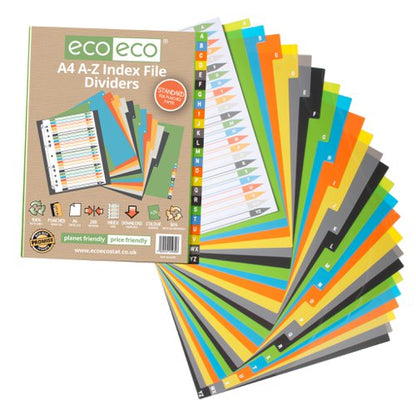 Eco Eco A4 50% Recycled A-Z Index File Dividers - 1 Set of 24