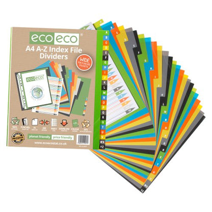 Eco Eco A4 50% Recycled A-Z Wide Index File Dividers - 1 Set of 24