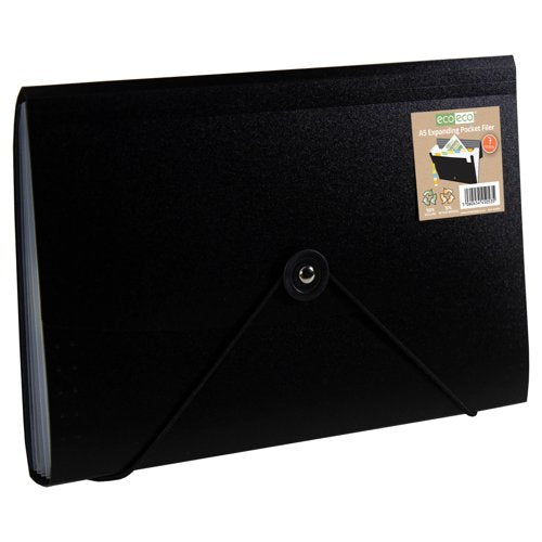 Eco Eco A4 50% Recycled Expanding File with 13, A4 50% Recycled Expanding File with 7, A4 50% Recycled Expanding File with 26, A5 50% Recycled Expanding File with 7 Pockets - Single