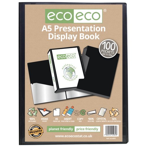 A5, A4 50% Recycled 100 Pocket Presentation Display Book and Box - Single