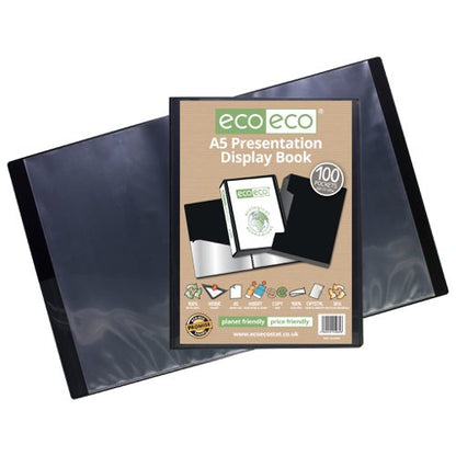 A5, A4 50% Recycled 100 Pocket Presentation Display Book and Box - Single
