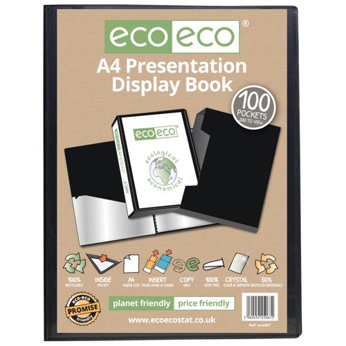 A5, A4 50% Recycled 100 Pocket Presentation Display Book and Box - Single