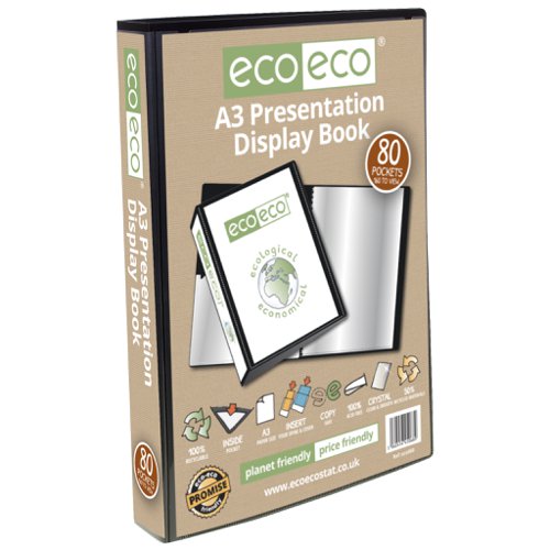 Eco Eco A3 50% Recycled Presentation Display Book with 20, 40, 60, 80 Pockets - Single