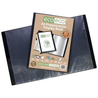 Eco Eco A3 50% Recycled Presentation Display Book with 20, 40, 60, 80 Pockets - Single