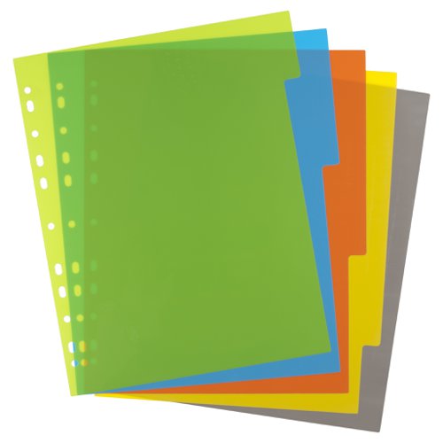 Eco Eco A4 50% Recycled Wide Index File Dividers - 1 Set of 5, 10