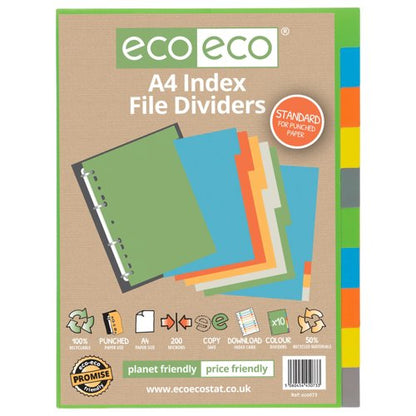 Eco Eco A4 50% Recycled Index File Dividers - 1 Set of 5, 10