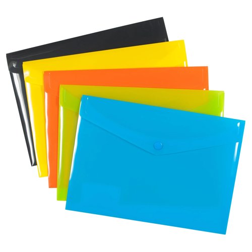 Eco Eco A4+, A5, A7, A6, A3 50% Recycled Colour Press Stud Wallets - Pack of 5