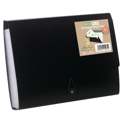 Eco Eco A4 50% Recycled Expanding File with 13, A4 50% Recycled Expanding File with 7, A4 50% Recycled Expanding File with 26, A5 50% Recycled Expanding File with 7 Pockets - Single