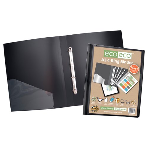 Eco Eco A3 95% Recycled Presentation 4 Ring Portrait Binder - Single