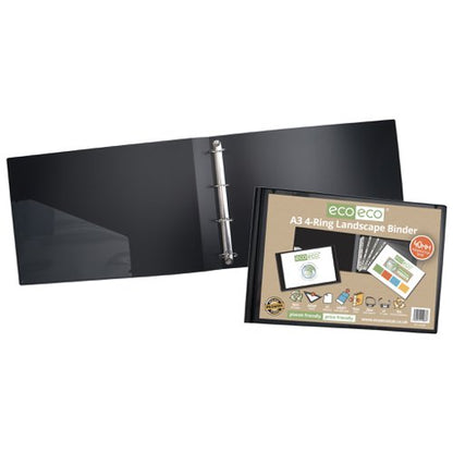 Eco Eco A3 95% Recycled Presentation 4 Ring Landscape Binder - Single