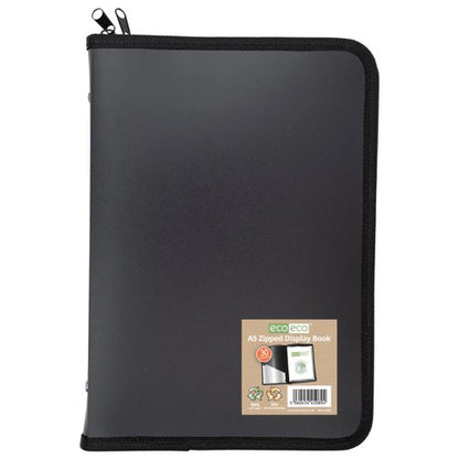 Eco Eco A5, A4 50% Recycled Display Book with 30 Zipped Pockets  - Single