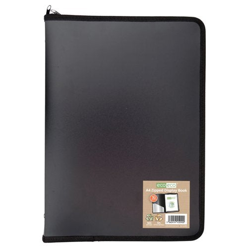 Eco Eco A5, A4 50% Recycled Display Book with 30 Zipped Pockets  - Single