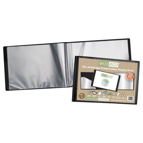 Eco Eco A4, A5, A3 50% Recycled Landscape Presentation Display Book with 20 Pockets - Single