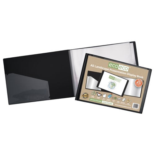 Eco Eco A4, A5, A3 50% Recycled Landscape Presentation Display Book with 20 Pockets - Single