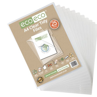 Eco Eco A4 50% Recycled Bag Clear Tidy Files - Pack of 25